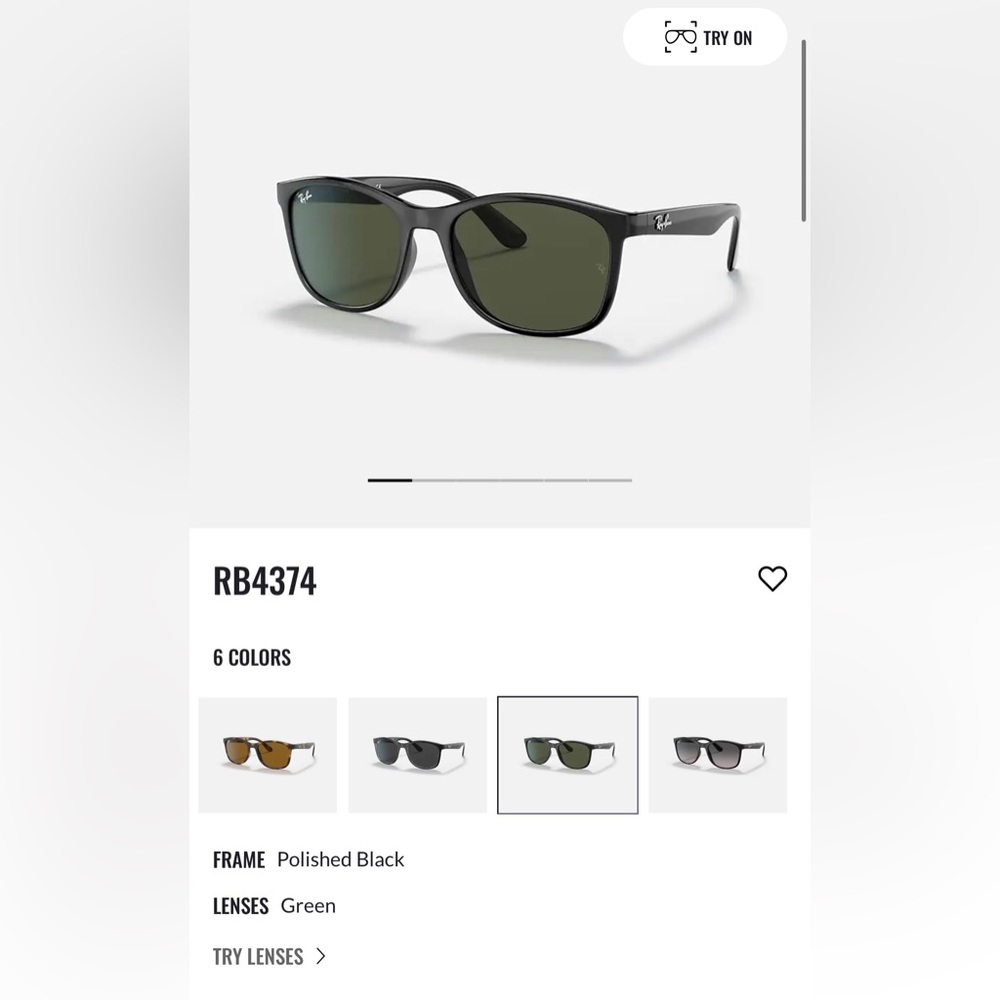Ray ban RB4374 black with green lenses